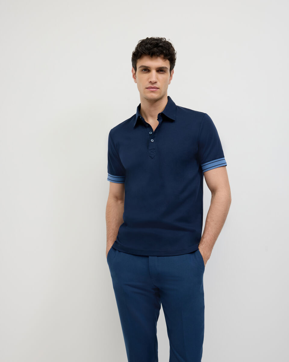 Stripe Travel Polo, Navy, hi-res